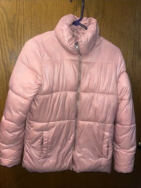 Old Navy Light Pink Puffer Coat See picture for writing on coat